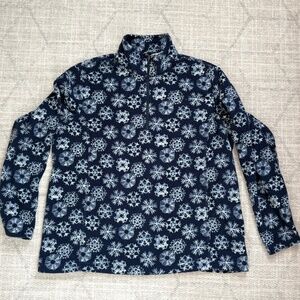 Lands End Fleece Snowflake 1/4 Zip Pullover Women's